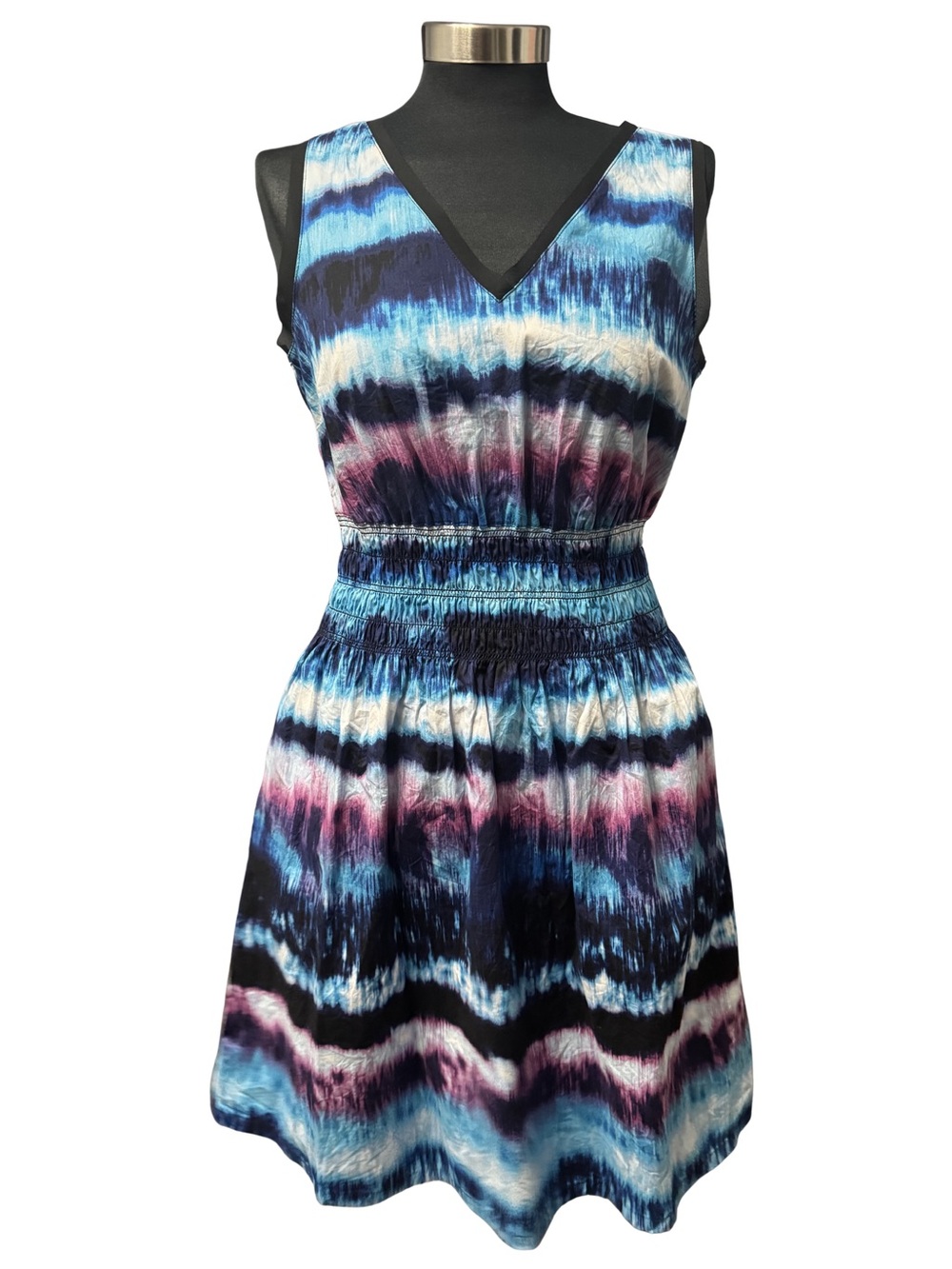 Simply Vera Vera Wang Tie Dye Fit & Flare Dress M Stretch Waist Sleeveless